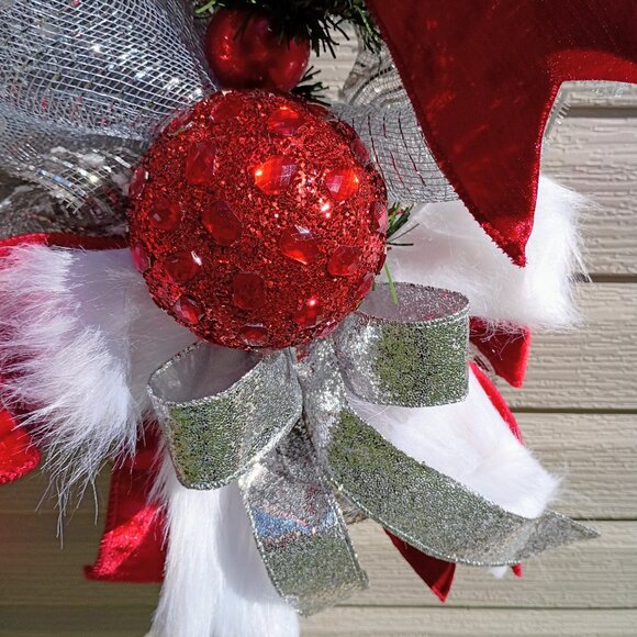 Glam Red & Silver Christmas Garland, Gem Garland, Winter garland, Christmas - Picture 6 of 16